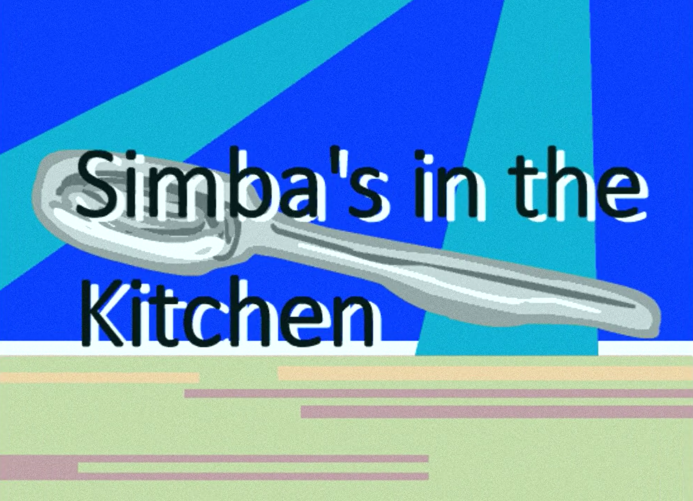 Colourful Simba's in the Kitchen artwork with a spoon